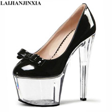 Laijianjinxy sapatos femininos de salto alto, 17cm, plataforma de calçados 7 coloridos cristal 2024 - compre barato