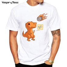 Homens hip hop dinossauro t camisa engraçado medo camiseta streetwear skate verão meteorito tesoura tshirt harajuku impressão topos t 2024 - compre barato