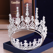 Tiara redonda para casamento, joia da moda, ouro e prata, para mulheres, cristal, acessórios de luxo 2024 - compre barato