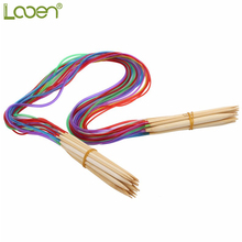 Juego de agujas de tejer para manualidades, kit de agujas de punto doble de bambú respetuoso con el medio ambiente, multicolor, 2,0mm-10mm, 18 unids/set, 32 "80cm 2024 - compra barato