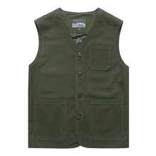7XL 8XL Vest Men Spring Casual Mens Vest Cotton Breathable Mens Waistcoat Multi-pockets Collarless Fishing Mens Vest 2024 - buy cheap