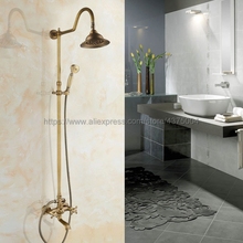 Bathroom 7" Rainfall Antique Brass Shower Faucet Set Dual Handle Bath Shower Mixer Taps Wall Mounted with Handshower Nan823 2024 - buy cheap