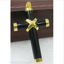 FREE shipping> >>>New gold plated black jade cross Pendant Necklace+ free Chain 2024 - buy cheap
