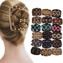 New Vintage Beads Elastic Women Hair Styling Double Side Magic Comb Headwear Decor Hair Accessories 2024 - buy cheap