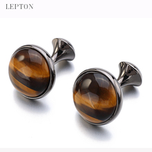 Lepton-gemelos de lujo con diseño de ojo de tigre para hombre, accesorio de lujo, de lujo, con piedra de ojo de Tigre, de alta calidad, redondos, mejor regalo 2024 - compra barato