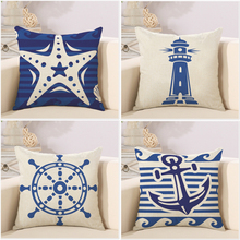 Mediterranean Sail Anchor Rudder Decorative Throw Pillow Case Cushion Cover Sofa Home Car Almofadas 45x45cm 2024 - buy cheap