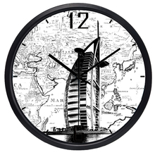 Relógio de parede decorativo grande, relógio de quartzo com mapa do mundo à prova d'água 2024 - compre barato