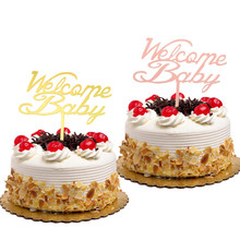 Topo de bolo de ouro com bandeiras, decoração, chá de bebê, aniversário, casamento, doces, acrílico 2024 - compre barato