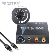 Pro48 dac-conversor digital de áudio, saída rca, 3.5mm, controle de volume, l/r, decodificador toslink para analógico, home theater e dvd 2024 - compre barato