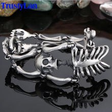 Punk Rock Skull Body Bracelet Man Homme Men Brushed Stainless Steel Heavy Biker Jewelry Link Chain Mens Bracelets Dropshipping 2024 - buy cheap