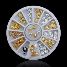 1 Wheel Cute Ocean Sea Life Gold Silver 3d Metal Alloy Nail Art Decorations Studs Wheel DIY Nail Rhinestone Jewelry Gift Set RW5 2024 - buy cheap