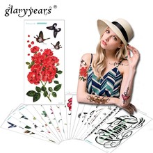 Glaryyear-pegatina de tatuaje temporal para hombres y mujeres, Tatuaje falso de escritura de flores, Flash tatuaje, arte corporal impermeable, #06 QC, 1 hoja 2024 - compra barato