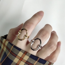 LouLeur 925 sterling silver openwork oval rings wild Geometric creative elegant open rings for women 2019 Summer jewelry gift 2024 - buy cheap