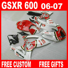 Carenados de alta calidad para SUZUKI, kit de BACARDI, GSXR600, GSXR750, KL05, rojo, blanco, negro, GSXR 2006 2007 K6, 600, 750, 7 regalos 2024 - compra barato