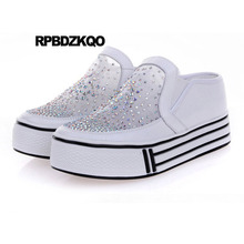 Mesh White Muffin Mules Silver High Quality Creepers Platform Shoes Breathable Women Diamond Luxury Stud Hidden Rivet Wedge 2024 - buy cheap