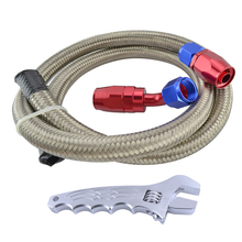 AN12 Stainless Braided Oil/Fuel Line Hose 1M Pipe+Straight+45 Degree Swivel Fitting Oil Hose End Adaptor Kit With Silver Spanner 2024 - buy cheap