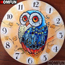 HOMFUN Full Square/Round Drill 5D DIY Diamond Painting "Owl clock" 3D Diamond Embroidery Cross Stitch Home Decor A18903 2024 - buy cheap