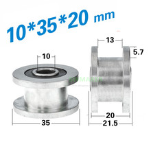 10pcs 10*35*20mm H grooved wheel, metal non-standard grooved pulley/roller, 6000-2RS bearing wheel/rolling guide wheel 2024 - buy cheap
