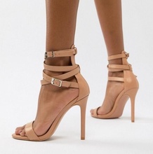 Sandalias con tiras cruzadas de cuero para mujer, zapatos con punta abierta, oferta 2024 - compra barato