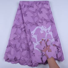 Cordón de encaje de malla rosa y púrpura, tela de encaje bordado francés africano, telas de encaje nigeriano de alta calidad para boda S1668 2024 - compra barato