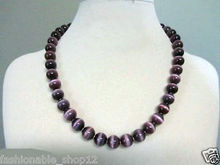 Hot sale Free Shipping>>>>>10mm "Purple Passion" Cat Eye Necklace 18" 2024 - buy cheap