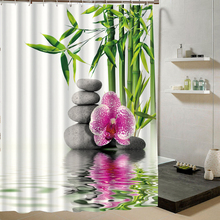 Бамбуковый водный фонтан в китайском сельском стиле и расслабляющая тканевая занавеска для душа с цветами в воде для декора ванной комнаты 2024 - купить недорого