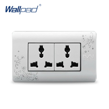 Venda quente 6 pinos multifunction soquete wallpad luxo interruptor de parede painel tomada 118*72mm 10a 110 ~ 250v 2024 - compre barato