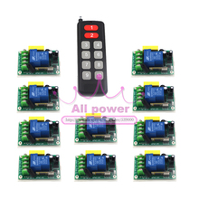 Rf 315mhz/433mhz 10 receptores + 1 transmissor 220v 1ch 30a controle remoto sem fio sistema de interruptor de energia para controle inteligente doméstico