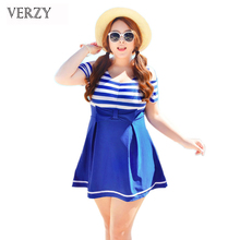 Sexy Blue Stripes One piece Swimsuits Women Beach Dress Swimming Suit Plus size swimwear maillot de bain Big women's swim wear 2024 - buy cheap