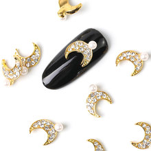 2019 new 10 pieces crystal bright pearl nail rhinestone alloy Nail Art decorations glitter DIY 3D nail jewelry pendant 2024 - buy cheap