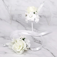 10pcs Wedding Corsages and Boutonnieres Brooch 2019New Bride Groom Wrist Corsages Artificial Flowers Wedding Flowers 2024 - buy cheap