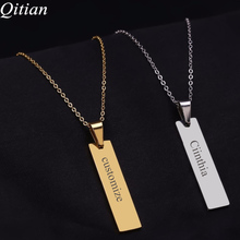 Custom Laser Engraved Name Bar Necklace Stainless Steel Jewelry For Women Men Personalized Statement Necklace & Pendants 2024 - buy cheap