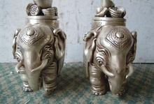 Porcelana prata esculpida feng shui fina faça uma estátua de par de escultura de elefante de pilha 2024 - compre barato