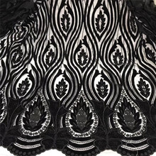 latest Nigerian French Velvet Lace Fabric Embroidered High Quality African Lace Fabric JRB-81606 black Lace Fabric 2024 - buy cheap