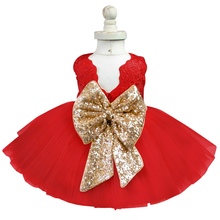 Big Sequined Bow Dress For Newborn Baby Girl First Birthday Outfit Infant Party Dress Children's Costume For Girls Kids Clothes 2024 - buy cheap