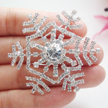 Prata cor floco de neve flor claro strass cristal noiva broche de casamento pino 2024 - compre barato