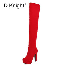 Sexy Ladies Casual Platform High Heels Long Boots New Fashion Thin Heel Side Zipper Over The Knee Women Winter Boots Size 33-43 2024 - buy cheap