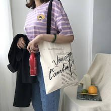 Women Canvas Bag Letters Printing Female Pure Cotton Cloth Handbag Tote Customzied Logo Individual Character Print Shoulder Bags 2024 - buy cheap