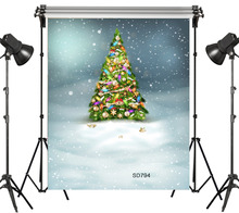 LB 6x9FT Beautiful Christmas Tree Snowy Night Bokeh Seamless Washable No Folds Polyester Backdrop Background Photography Studio 2024 - buy cheap