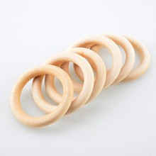 Anéis de dentição naturais de bebê 70mm, colar de madeira natural com pulseira, faça você mesmo, anéis de madeira inacabados, artesanatos, mordedor de bebê com 10 peças 2024 - compre barato