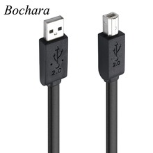 Плоский кабель для принтера Bochara USB 2,0, тип A папа-Тип B папа, сердечники из чистой меди для принтера, 30 см, 1,5 м, 3 м, 5 м 2024 - купить недорого