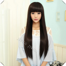 28 Inch Sexy Lady Long Straight Women Wig Cosplay Synthetic Fast Shipping Cute Fringe U Part 2024 - buy cheap