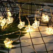 Guirnalda de luces alimentada por batería, corona de guirnaldas LED, hadas de cristal, lámpara de jardín y Patio, decoración de Año Nuevo 2024 - compra barato