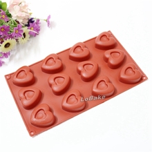 High quality 12 cavities red heart doughnut shape molde silicona chocolate fondant pudding jelly candy moule a gateau DIY tools 2024 - buy cheap