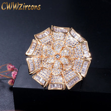 Женские кольца CWWZircons, большие геометрические кольца золотого цвета с фианитом в африканском стиле, украшения для свадьбы, R134 2024 - купить недорого