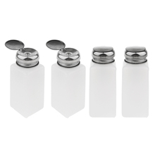 Pack of 4 Push Down Empty Lockable Pump Dispenser Bottles for Nail Polish Remover, 250ml(8.4 ounce), Stainless Steel Top Cap 2024 - buy cheap