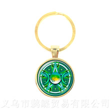 Green Background Triple Moon Goddess Wicca Pentagram Magic Amulet Talisman Men Moon Keychains Tibetan Vintage Jewelry 2024 - buy cheap