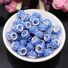 40Pcs Lot Rhinestone Crystal Stone Murano Glass Big Hole Spacer Beads Fit Pandora Bracelet For DIY Jewelry Making Accessories 2024 - buy cheap