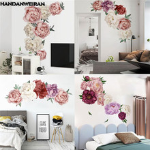 3D Peony Rose Flowers Wall Sticker 8 styles Flower Art Nursery Decals Mural For Kids Room Home Decoration Gift Wallpaper 2024 - buy cheap