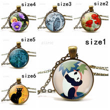 Panda Owl Pansies Fireflies Cat Animal Art Necklace Fahsion Literary Glass Jewelry Pendant Gift for Man or Women 2024 - buy cheap